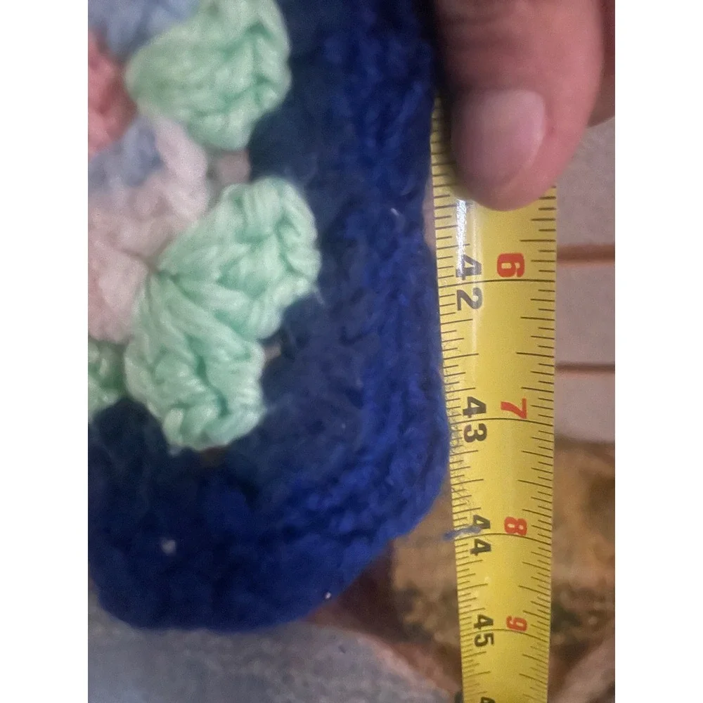 VTG Handmade Crochet Granny Square Afghan Blanket Rosanne Pastel Patchwork 44x54